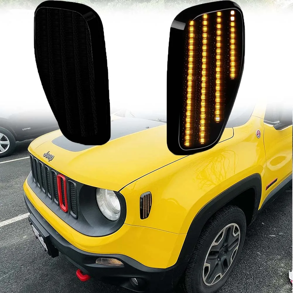 

For Jeep 2017 Renegade BU 2014-2021 Bumper LED Corner Turn Signal Indicator Light Normal Amber Side Marker Lamps Conversion Kit