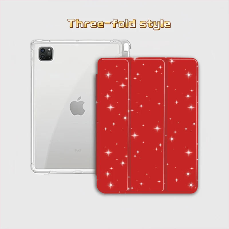 ins Retro Red shining stars TABLET CASE FOR iPad pro 10/11-Inch 2020/6th/7th /8th /Air 3rd/Air 4th/9th gen/Air 5th Gen 2022/Air