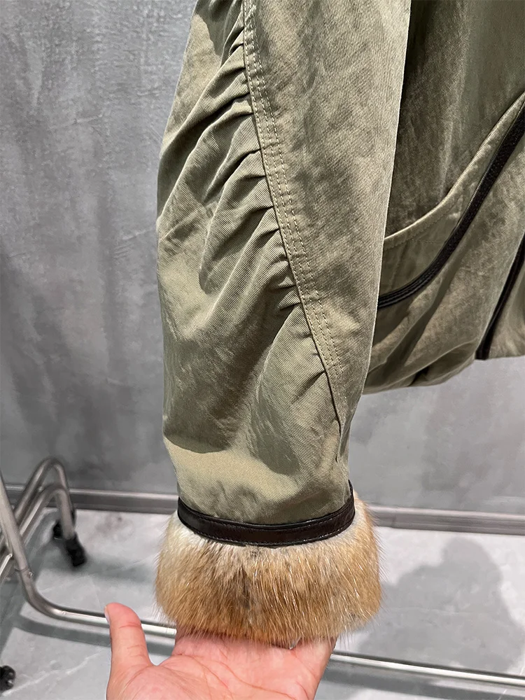 2025, Winter Frauen Warme Gans Unten Jacken Natürliche Echte Muskrat Pelz Kragen Dicke Weibliche Outwear Mäntel