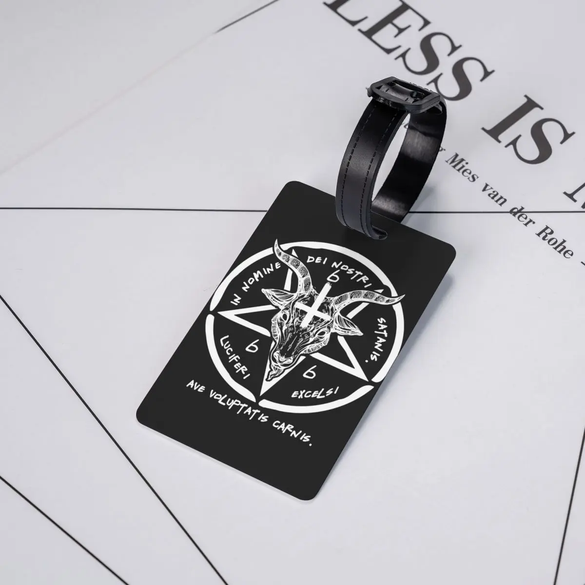 Tag bagasi Baphomet 666 kustom perlindungan privasi Sigil dari setan Knights Templar label koper tas perjalanan