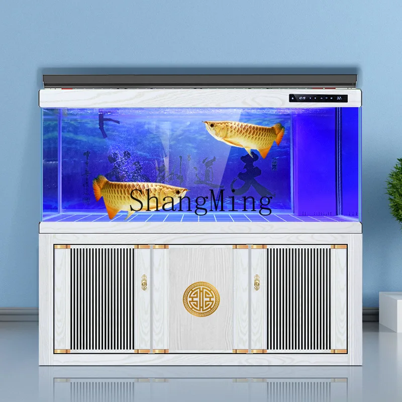 

FG household floor bottom filter Milong fish tank new Chinese living room medium and large ultra-white glass aquarium