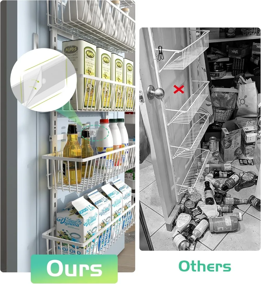 Organizer Pantry 9 Tingkat di Atas Pintu dengan Keranjang Dalam, Logam Kokoh untuk Penyimpanan Dapur Rumah