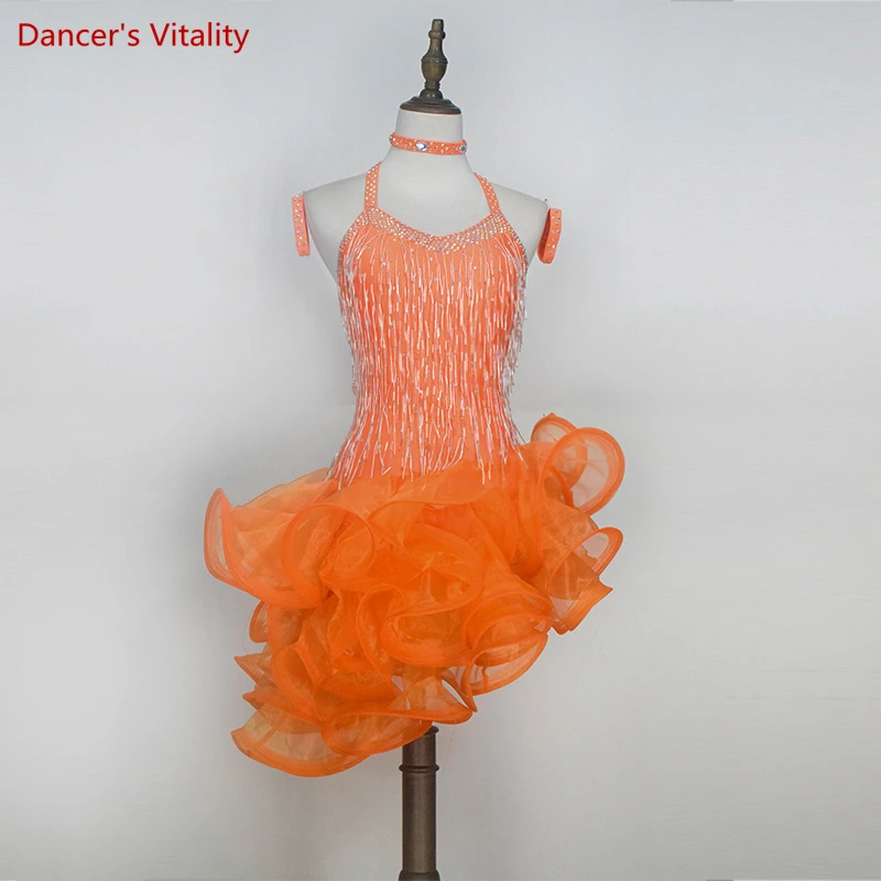 New style latin dance costume sexy spandex tassel latin dance dress for women latin dance competition dresses A46 S-4XL