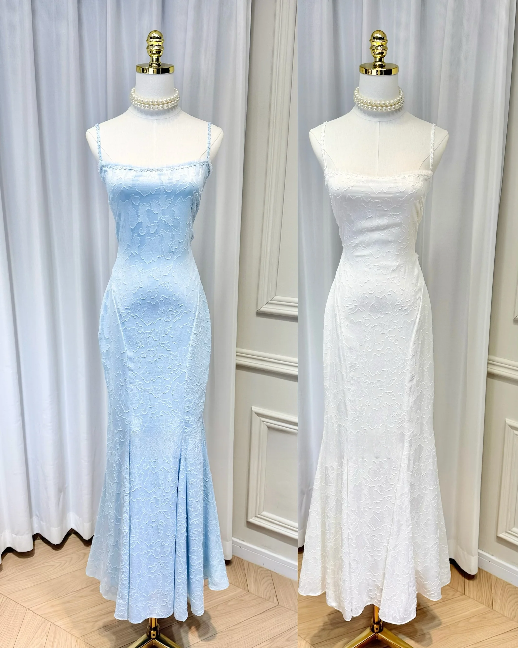 

Elegant High-Waisted Long Dress with Fish Tail Design Strapless Bodycon Floral Embroidery Vacation Wear Show off Figure
