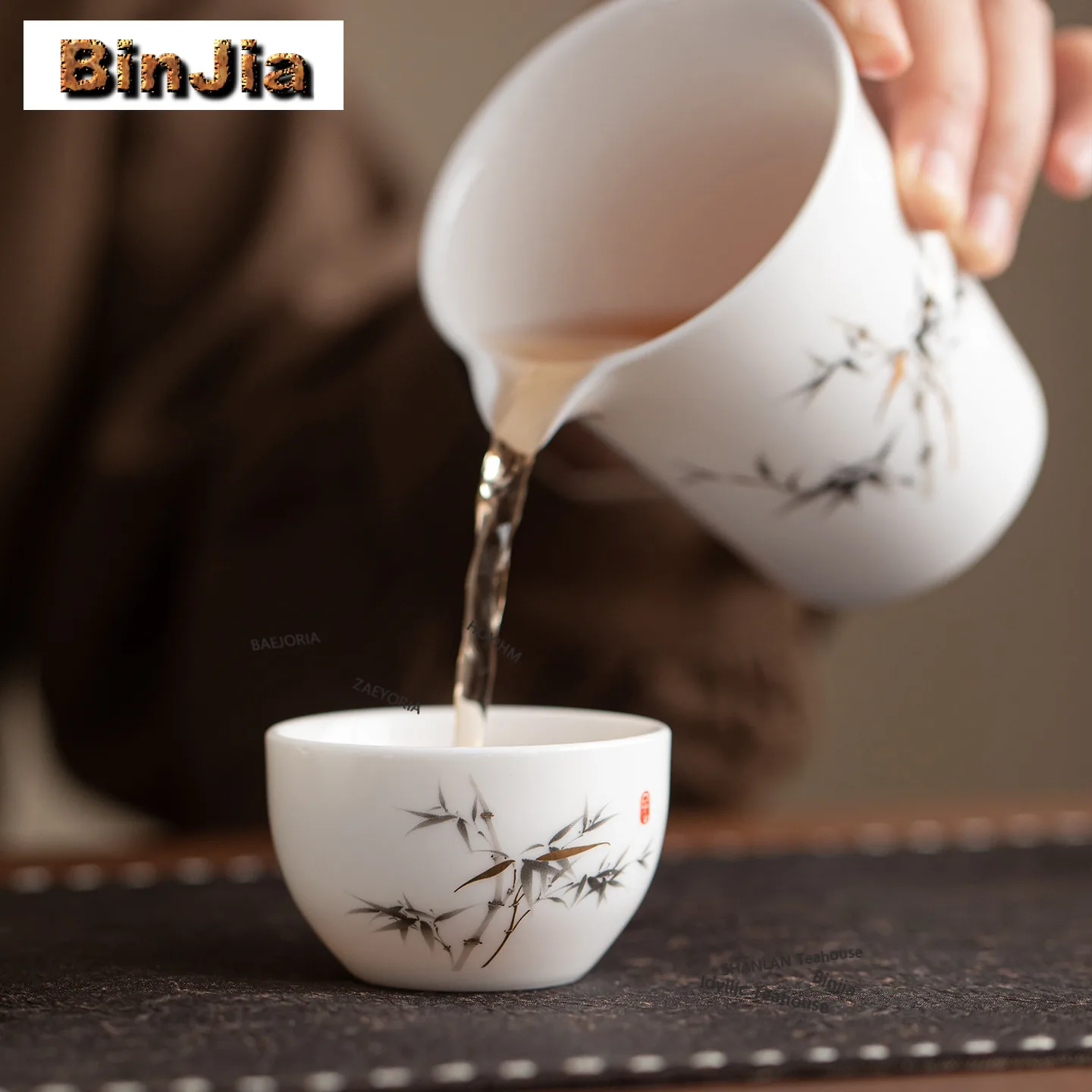 70ml Mutton Fat Jade Ink Bamboo Teacup Zen Tea Bowl Set Of Cups Tea-tasting Smelling Cup Chazhan Master Cups Teaset Decoration