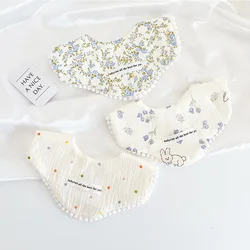 3 pcs ins Korean version thickened gauze bib cotton baby bib petal saliva towel all-match waterproof bib saliva pocket