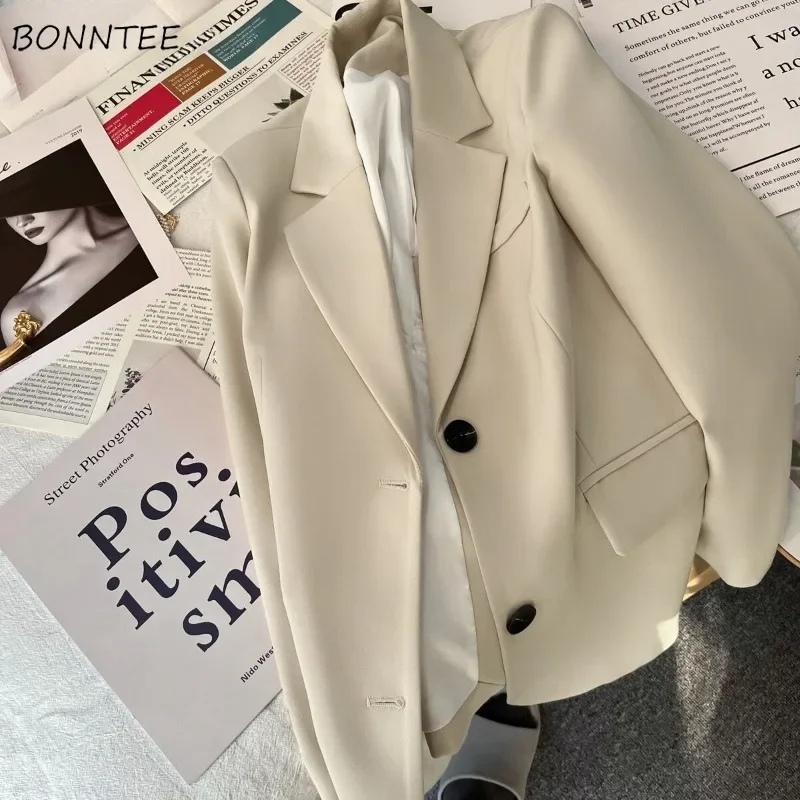 

Блейзеры в корейском стиле для женщин, модная весенне-осенняя одежда для молодых девушек, универсальная однотонная элегантная популярная студенческая одежда с надрезом