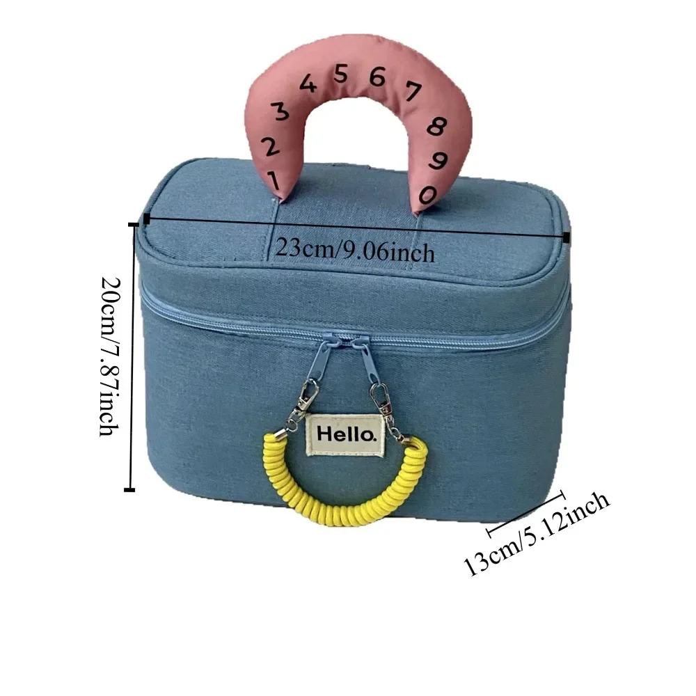 سعة كبيرة Kawaii المقصورة حقيبة مستحضرات التجميل لطيف على شكل منزل حقيبة مستحضرات تجميل مربعة المحمولة انغلق تخزين أدوات الزينة المحمولة السفر