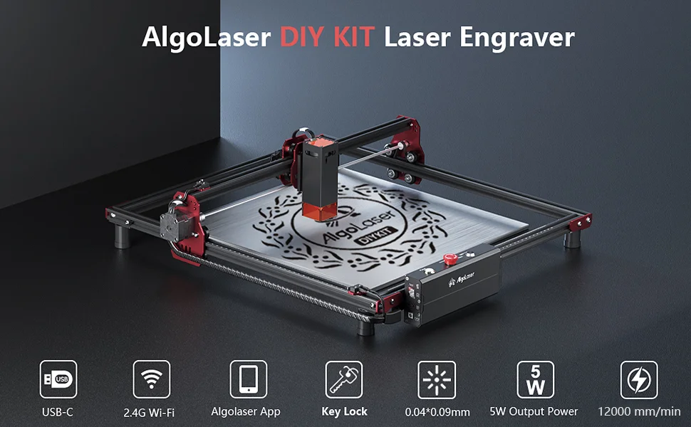 ALGO Laser Engraver DIY KIT OPTIONAL Laser Rotary Roller Desktop Engraving Cutting Cutter Machine Metal Woodworking 400x400mm