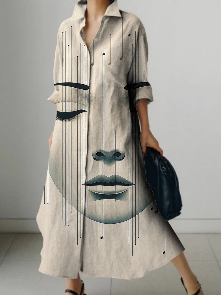 

New Summer Elegant and Beautiful Women's Dresses 3D Abstract Portrait Printed Women's Shirt Dresses Evening Gowns Luxury Prom