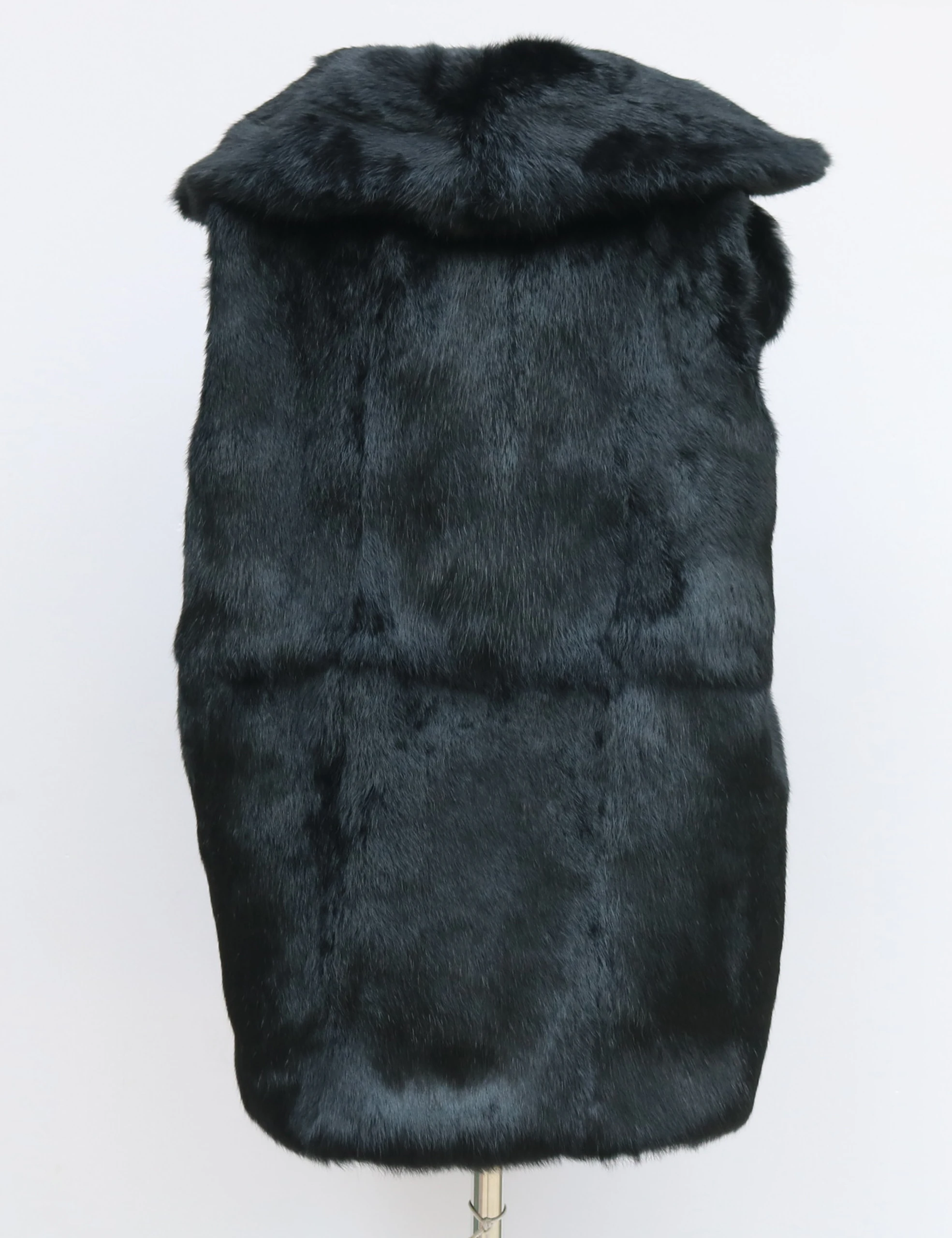 Damska kamizelka z prawdziwego futra królika, 100% naturalna, z kołnierzykiem, modna damska kamizelka na jesień i zimę