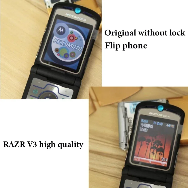 Unlocked Flip Motorola RAZR V3 Original Version 2.2 GSM 850/900/1800/1900 Mini USB Mini SIM Card Dual Display Advanced Fast Call