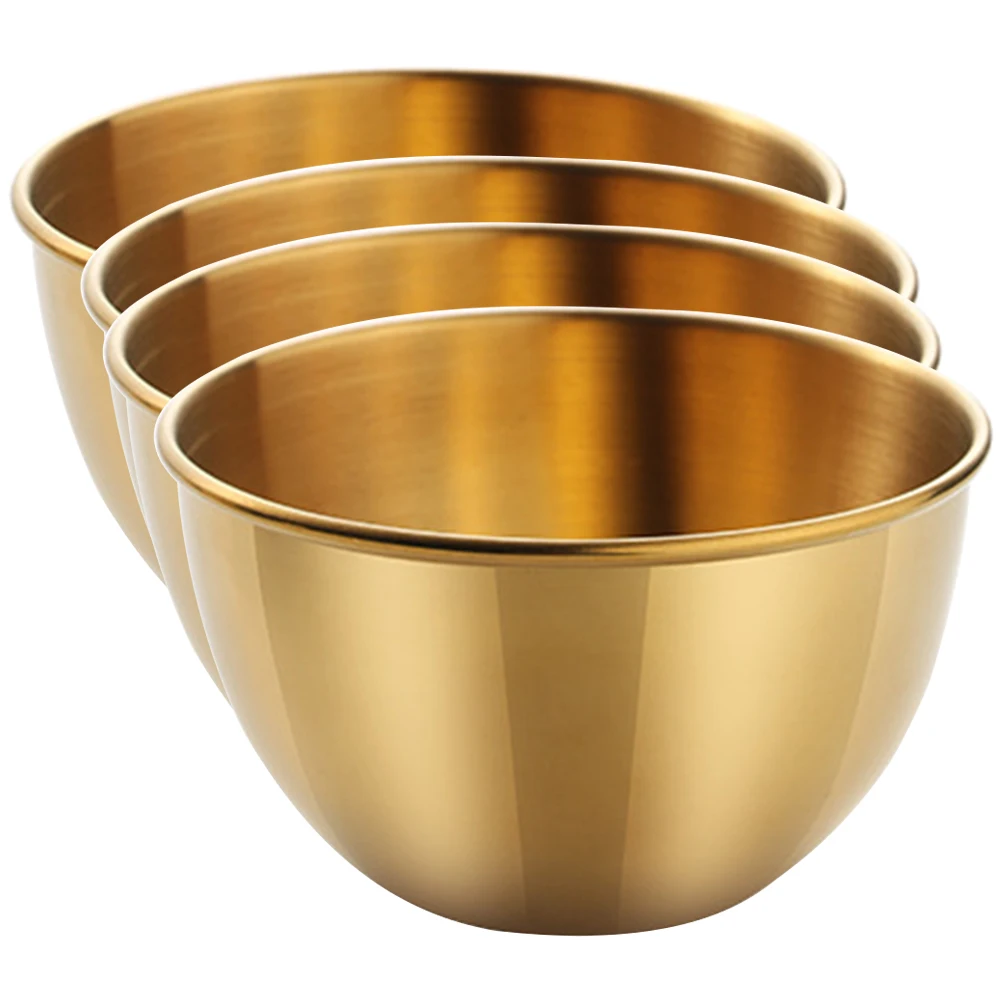 

4 Pcs Stainless Steel Dipping Bowls Round Decorative Condiment Trays Sauce Cups Kitchen Supplies Small Metal Bowls