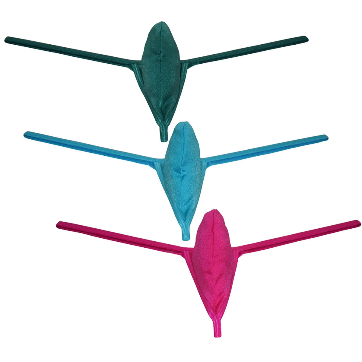 3PACK Shiny Thong Men's Underwear Low-Rise Male G-string Mini Bikini Briefs Beach Trunks Tangas Poolside Sunbathing Unique Sexy