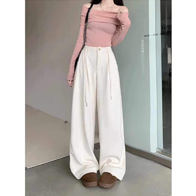 Casual Pants Women Dragging Straight Pants Autumn and Winter New High-waisted Loose Versatile Wide Legged Pants Female