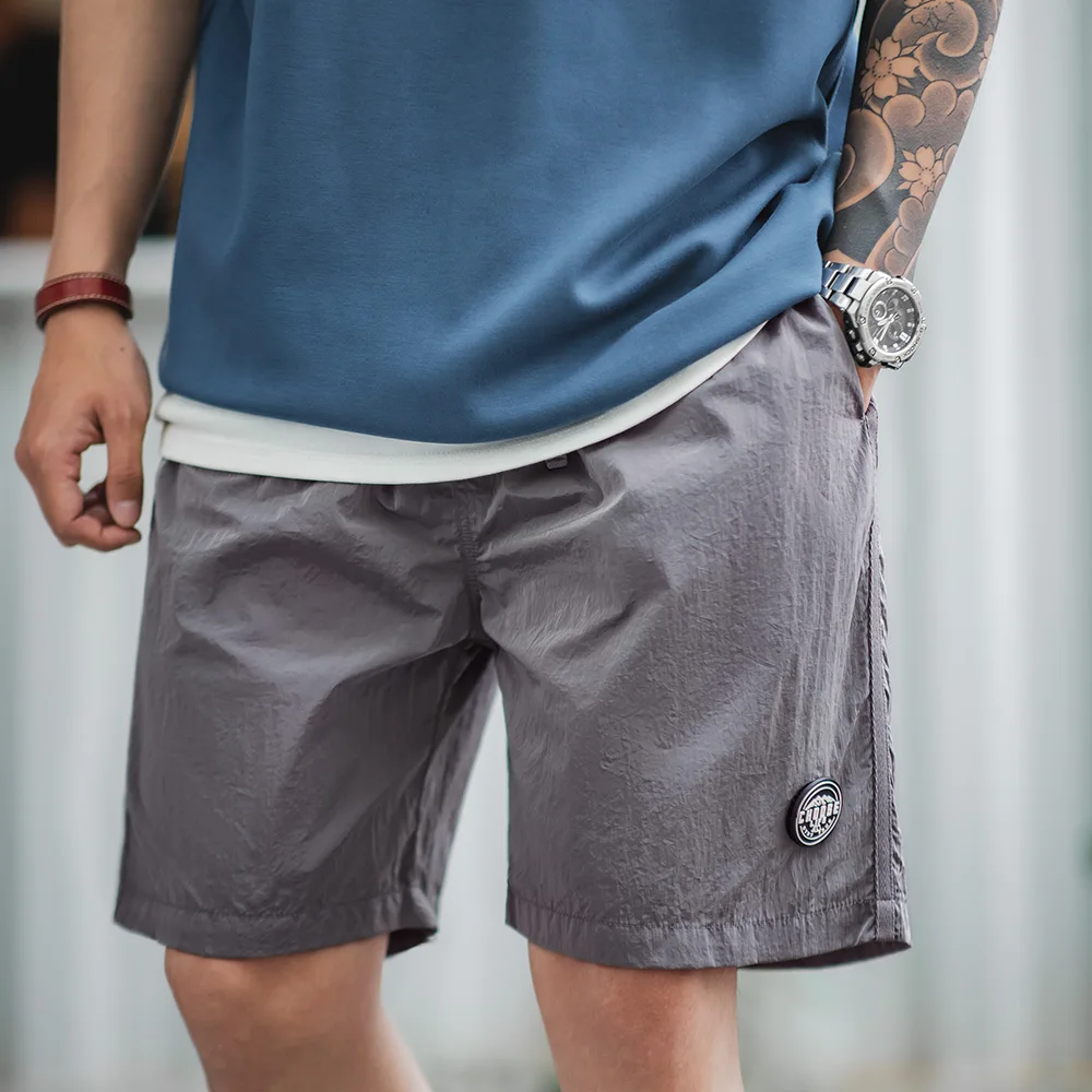 Maden Outdoor Herren-Shorts, schnell trocknend, leicht, lässig, elastische Taille, Kordelzug, lockere Passform, Lauf-Kontrast-Sommershorts