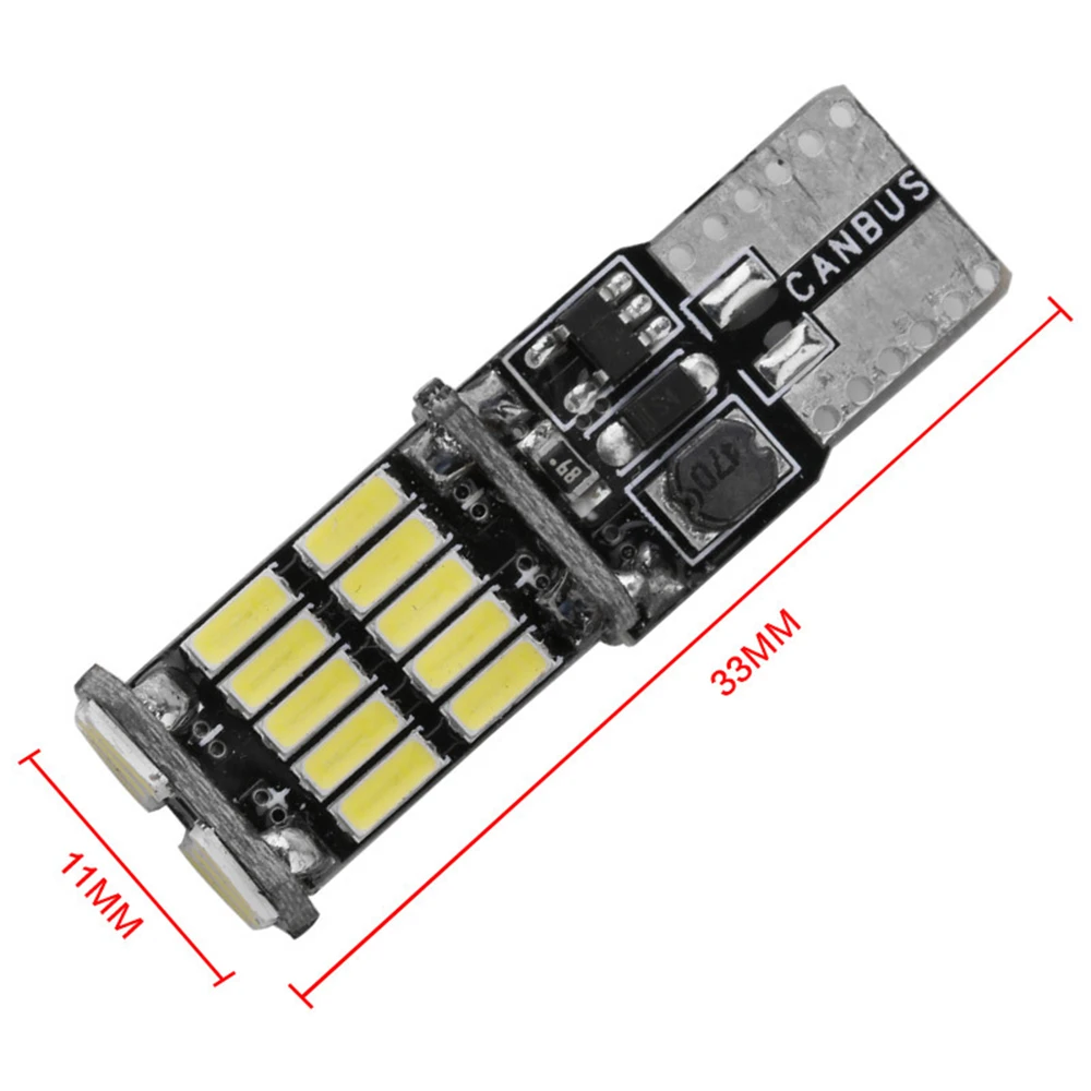 1~10PCS Signal Lamp 1200Lm T10 W5W LED Canbus Bulbs 4014 26SMD Instrument Lights White 12V 7000K LED Reversing Lights 12V lde