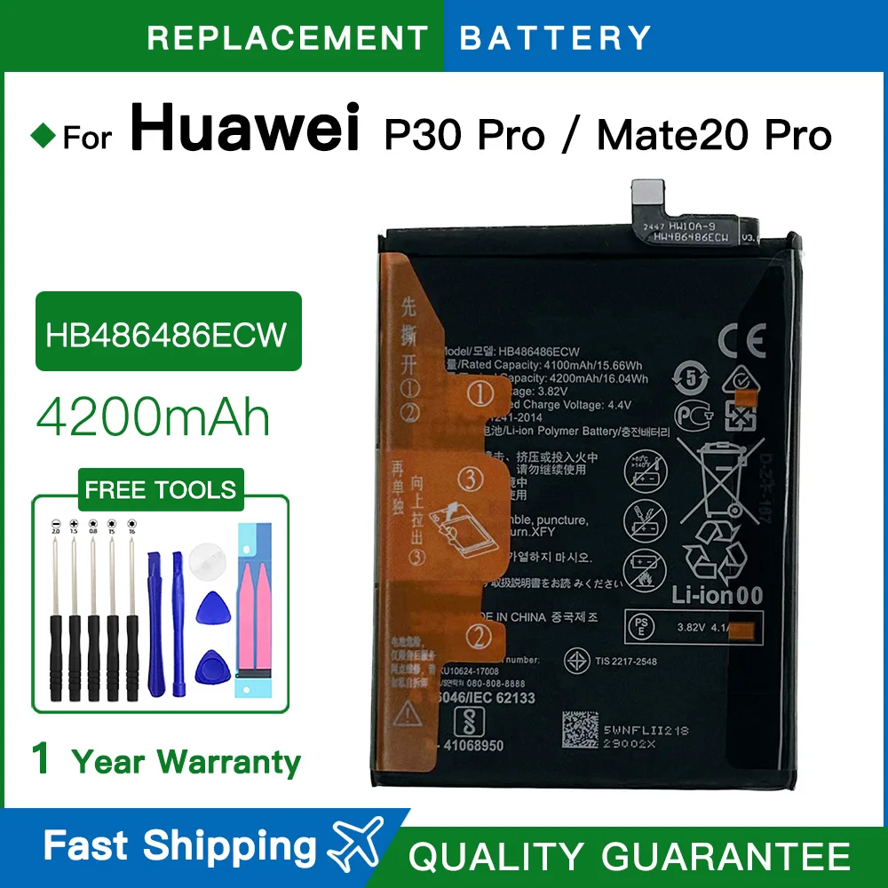 Brand New HB486486ECW 4200mAh Mobile Phone Battery For Huawei P30 Pro Mate20 Pro Mate 20 Pro Batteria Battery + Free Tools