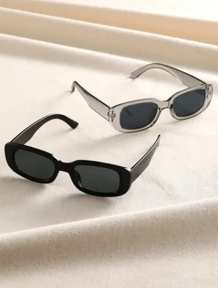 2pcs/set Rectangle Frame Sunglasses For Women Men Candy Color Y2K Fashion Sun Glasses Vintage Outdoor Eyewear UV400