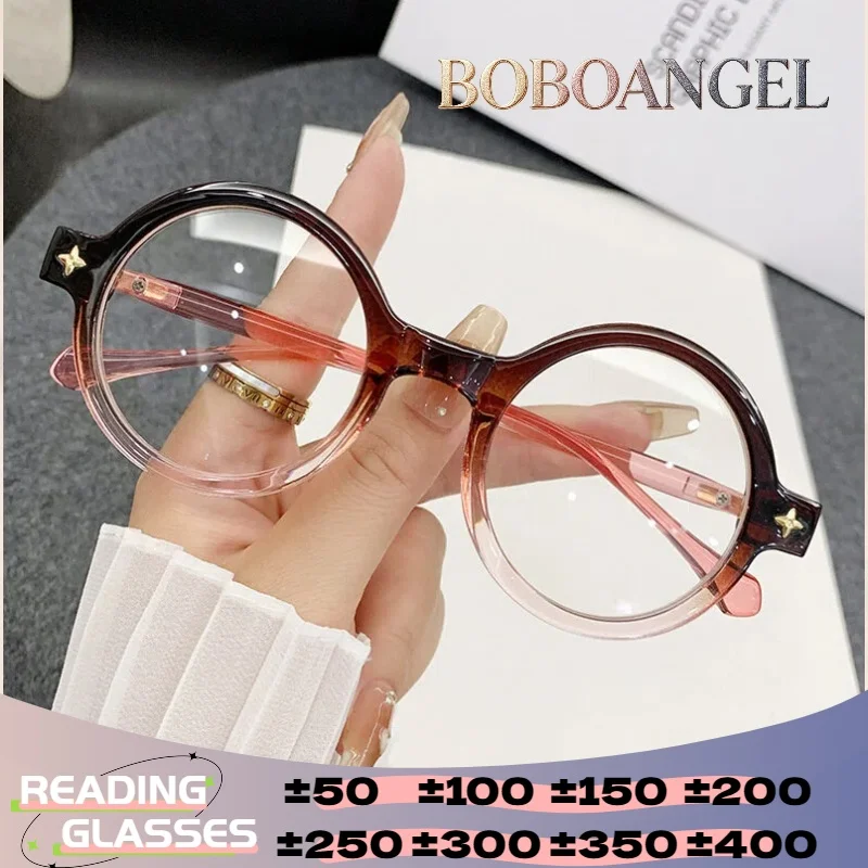 

BOBOANGEL Simple Round Myopia Prescription Reading Glasses Ultralight Women Trendy High Quality Blue Light Filter Eyeglasses