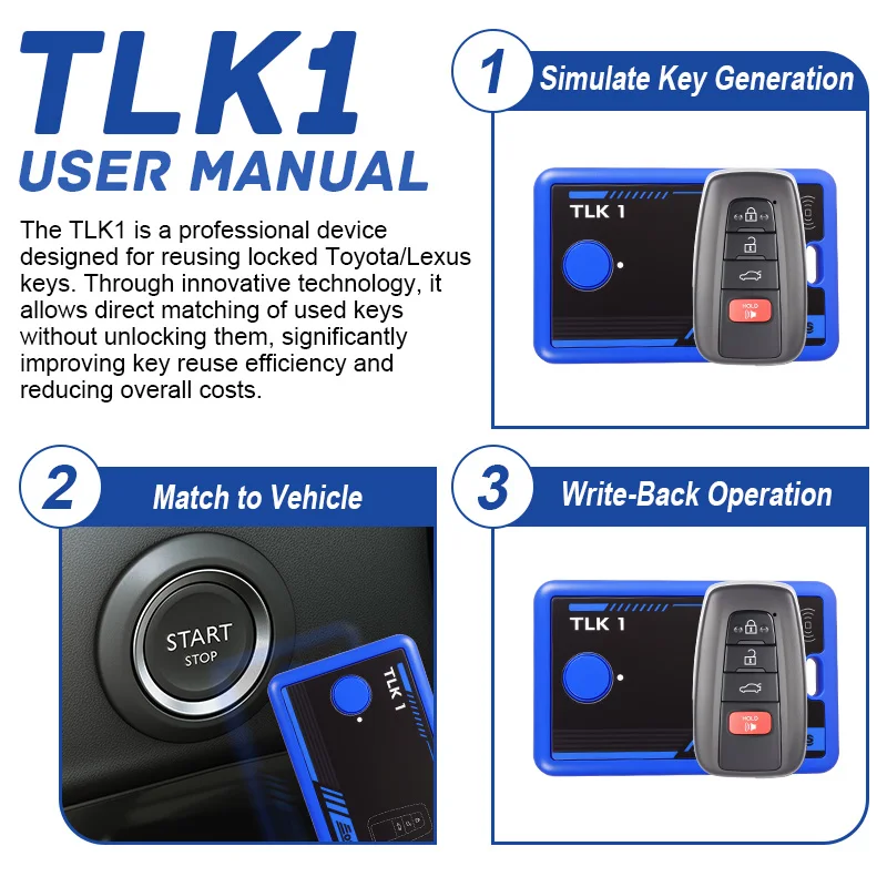 لتويوتا لكزس مفتاح ذكي عن بعد فوب فتح أداة جهاز EONEBOSS TLK1 8A AA BA B9 B8 4A رقاقة إعادة استخدام الأقفال مبرمج #2