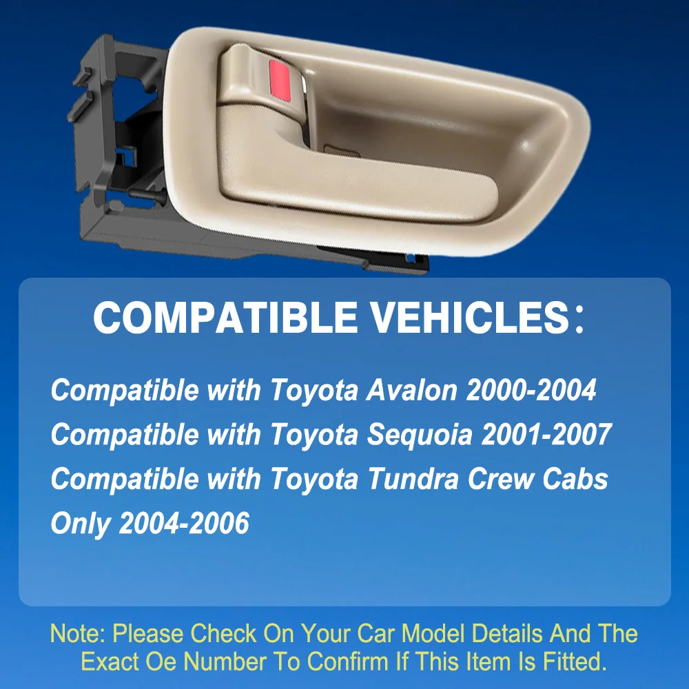 1Pc Beige Inside Door Handle For Toyota Avalon 2000-2004 Sequoia 2001-2007 Tundra Crew Cab 2004-2006 69206-0C030, 69205-0C030
