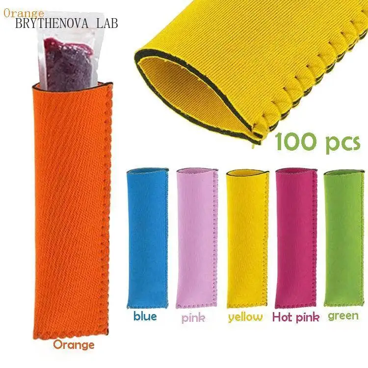 100 pcs Neoprene Popsicle Holder Freezer Icy Pole Lolly Ice Sleeve Protector Block Cream Tools Mayitr