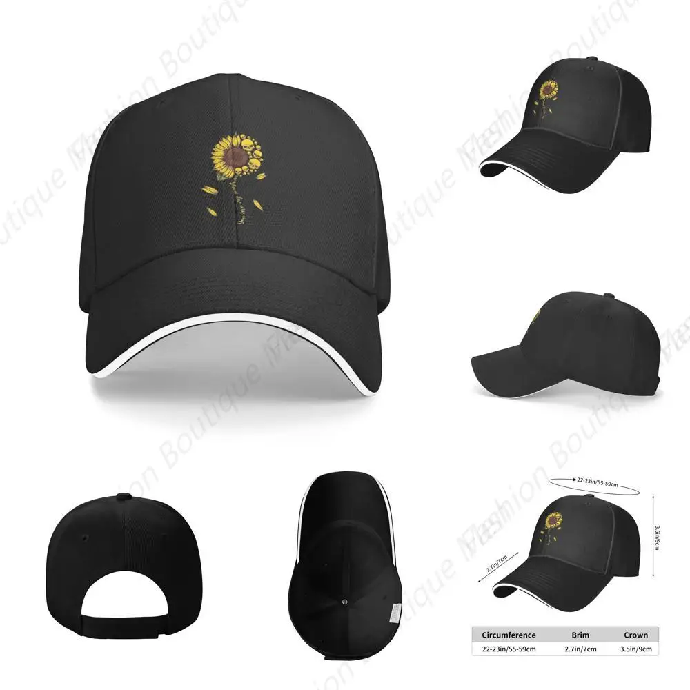 

Hot-Selling Fashion Sunshine Sunflower Skulls Adjustable Sandwich Peaked Cap Outdoor Sports Baseball Cap Trucker Cap Mesh Cap