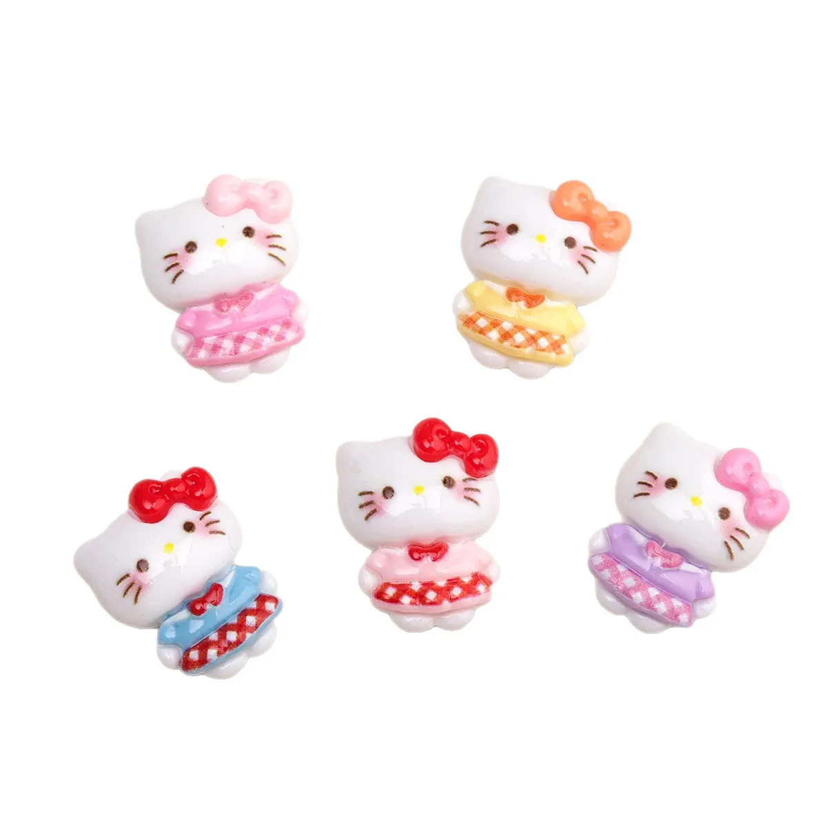 5개 미니소 드레스 케이티 만화 레진 액세서리 DIY 케이스 참 장식 수제 미니어처 재료 보석 공예품