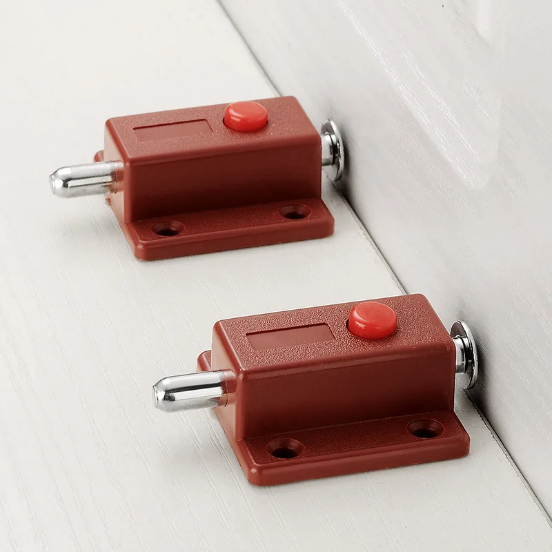 2pcs Window Cabinet Push Button Spring Load Automatic Door Bolt Latches Lock