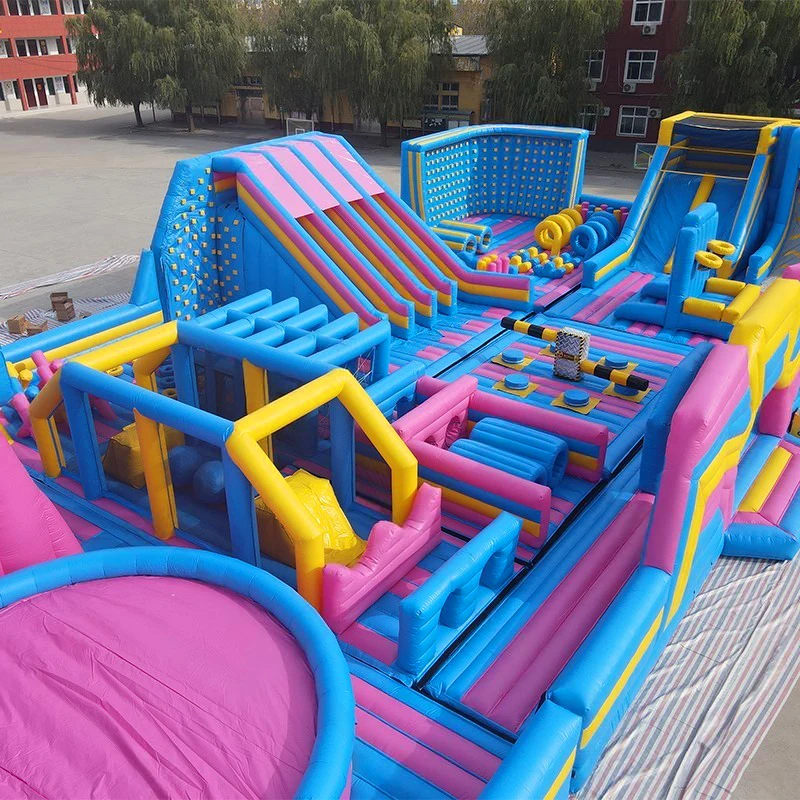 Trampolín inflable al aire libre personalizado, casa de rebote, toboganes de puente inflables gigantes, parque infantil combinado con juego de limpieza