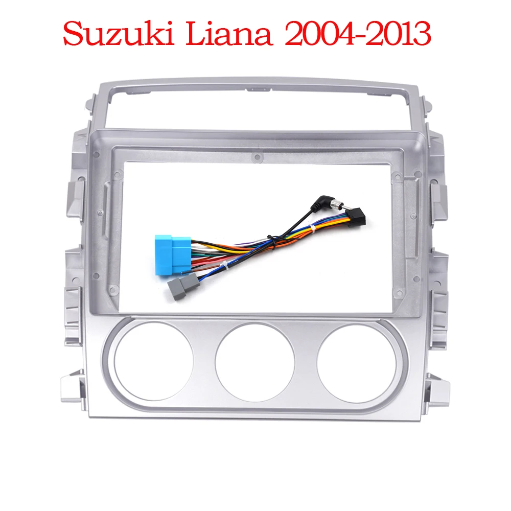 Car Radio Fascias Frame For Suzuki Aerio Liana Baleno 2001-2018 9 inch 2DIN Stereo Panel Wiring Harness Power Cord Cable Adapter