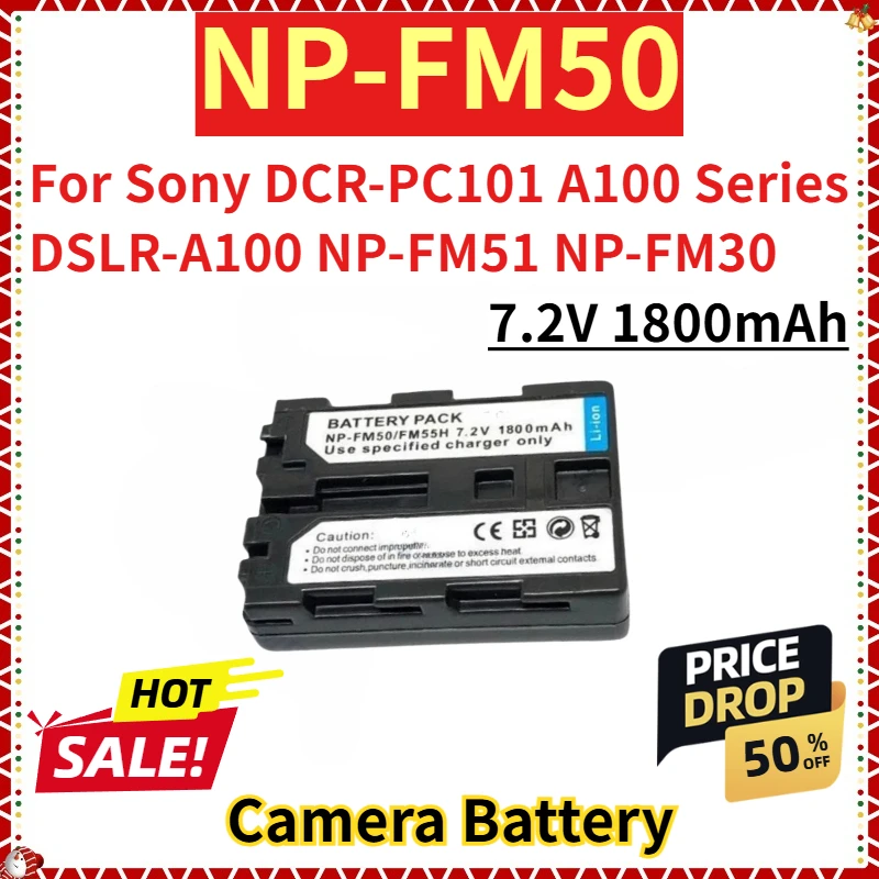 

For Sony DCR-PC101 A100 Series DSLR-A100 NP-FM51 NP-FM30 NP-FM55H New Replacement Camera Battery 7.2V 1800mAh NP-FM50