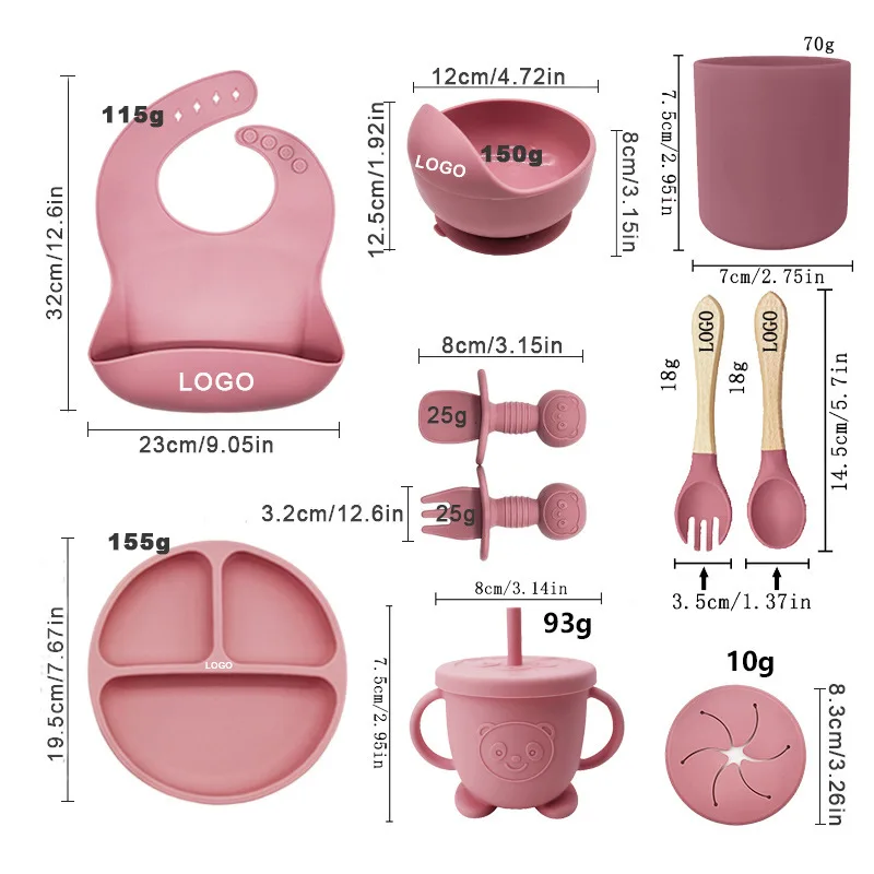 Baby Silicone Dining Set Mealtime Feeding Tools Independent Eating Bowl Suction Cup Baby Utensils Set For Children