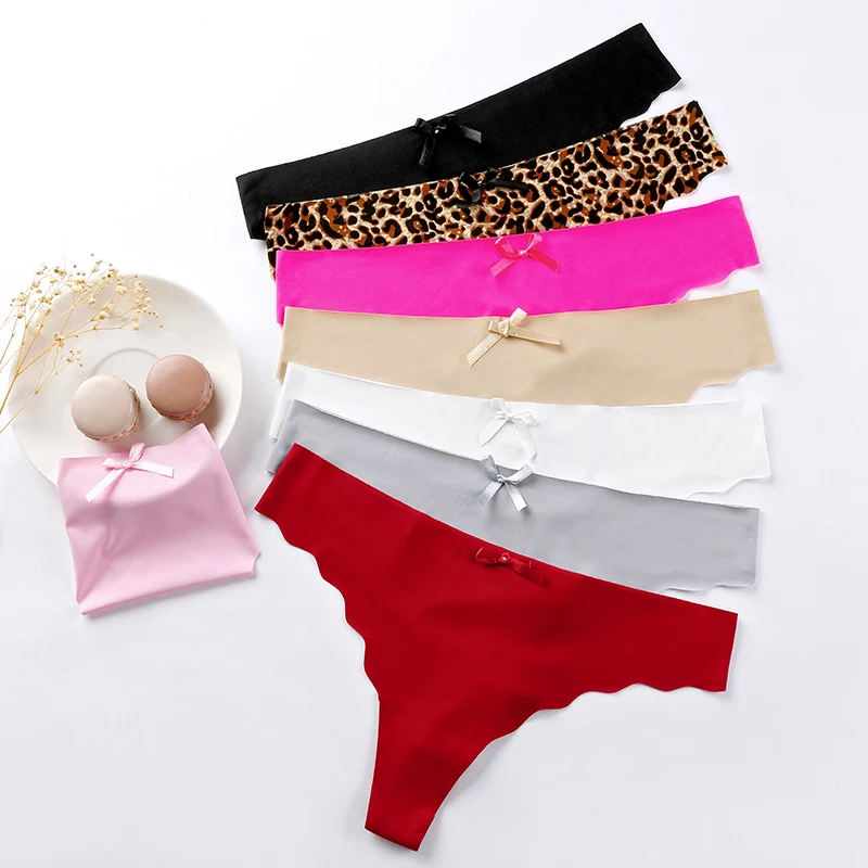 1 pcs Traceless Women's Panties Bowknot Multicolor Low Waist Comfortable Breathable Invisible Sports@0331 image 2