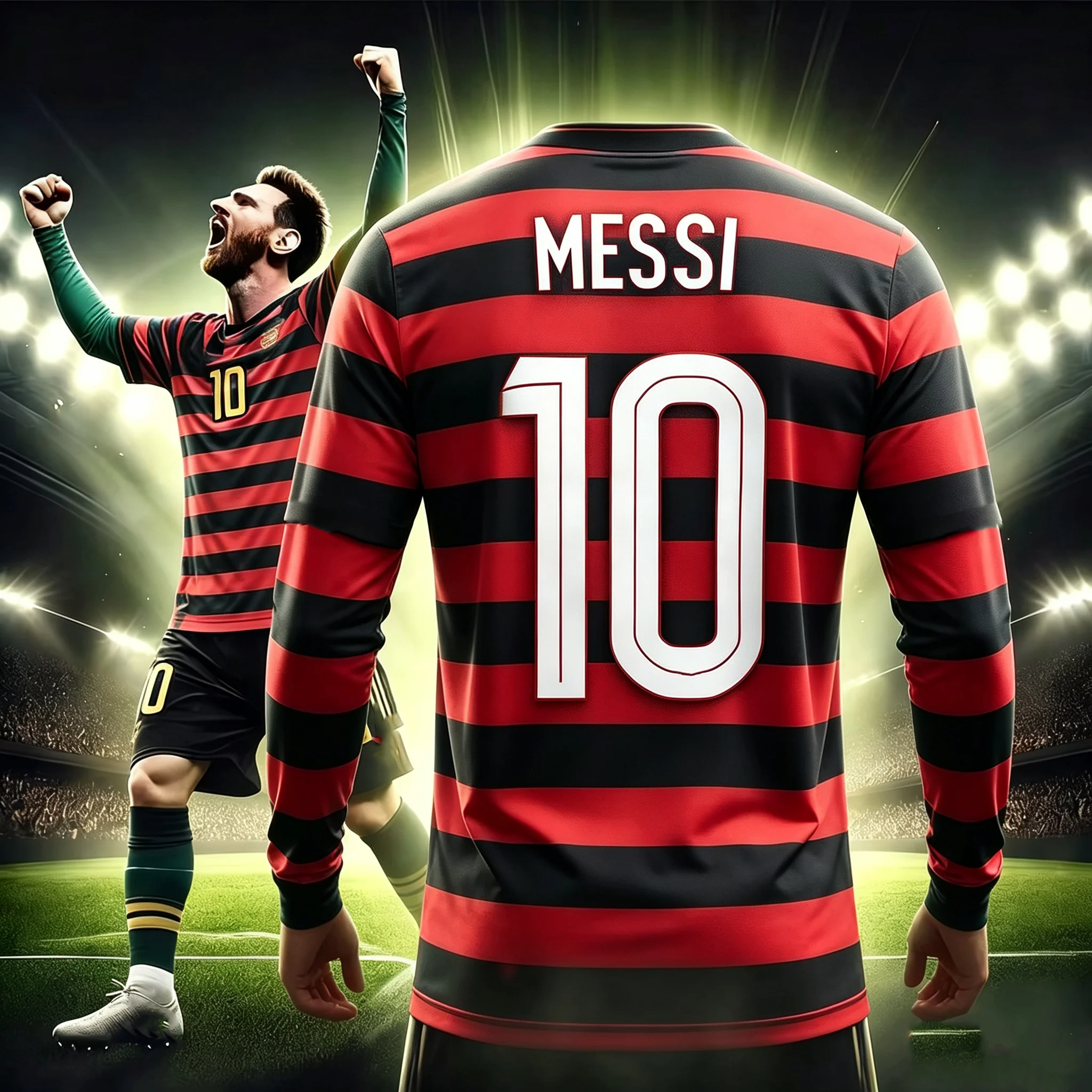 26-27# Messi Printed Men's Fan Commemorative Long-sleeved T-shirt for Outdoor Sports Breathable Quick Drying Comfortable Kids