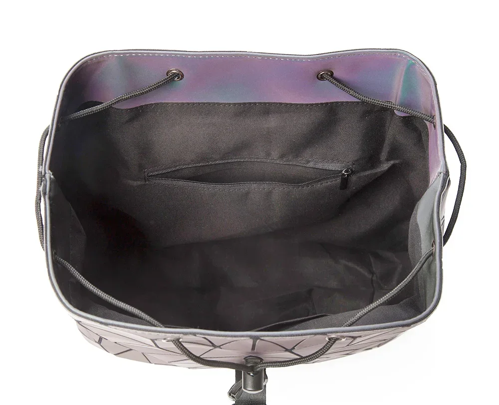 Mochila para mujer, mochilas femeninas con lentejuelas a cuadros geométricas luminosas para chicas adolescentes, mochila con cordón, mochila holográfica