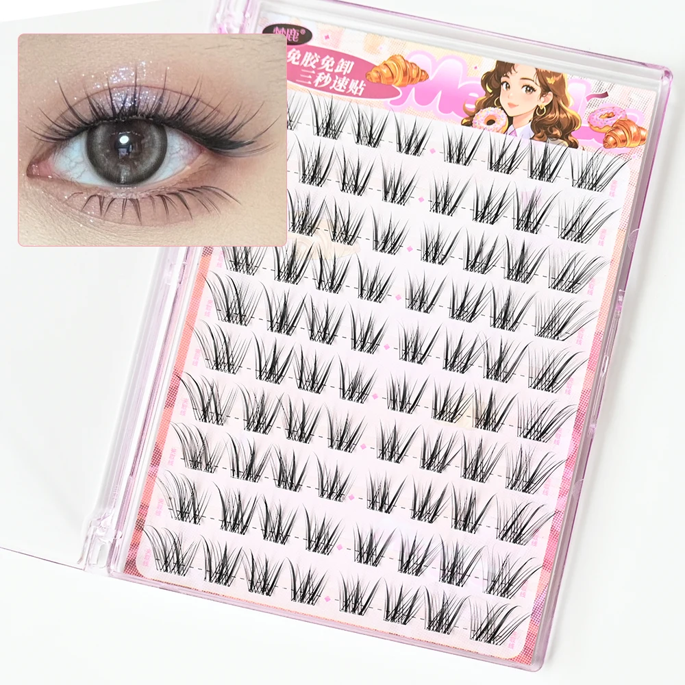 Große Kapazität, Kleberfreie Wimpern 11-15mm, Natürliche Fuchsaugen-Wimpern, Pinzette, Weiche Kleberfreie Wimpern, Wimpernbüschel, Flauschige Wimpern