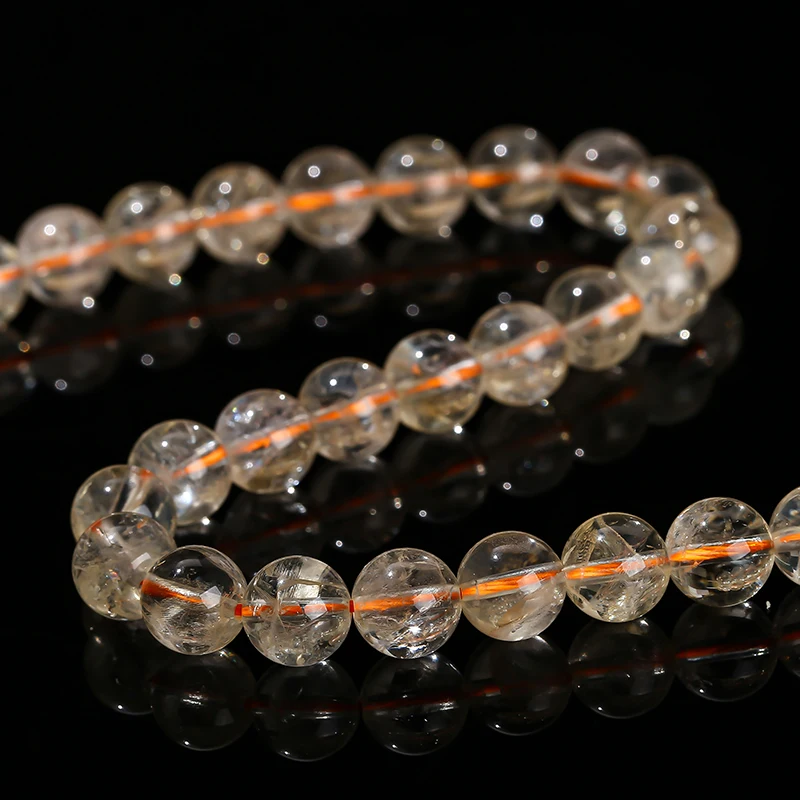 High Quality 5A Natural Citrines Round Stone Beads For Jewelry Making DIY Necklace Bracelet Loose Spacer Beads Crystal Accessory