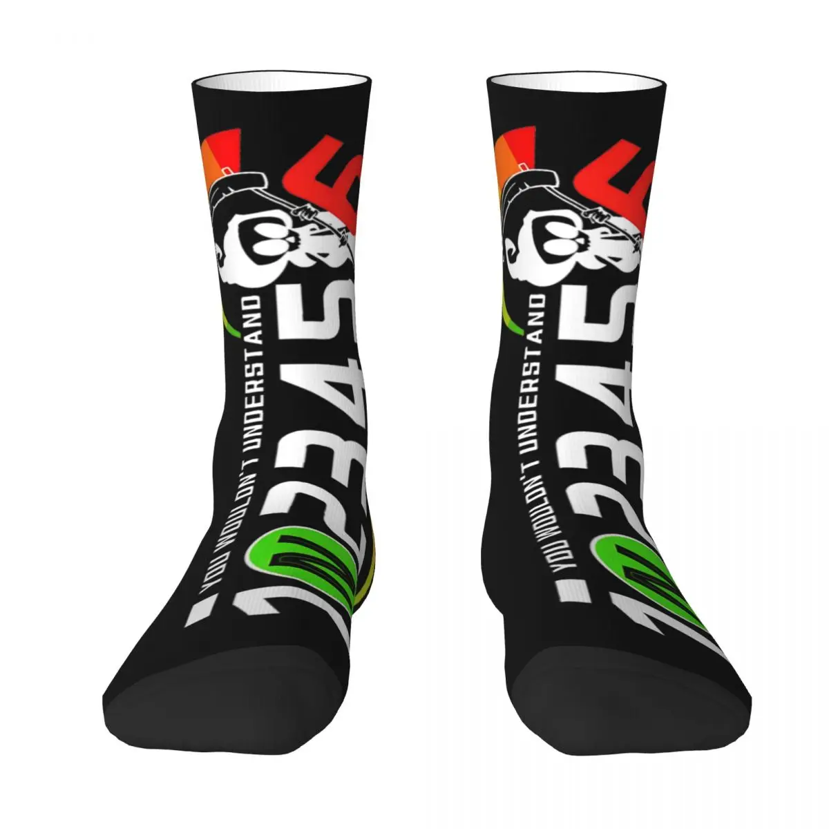 

1N23456 Motorcycle Gear Biker Socks Men Women Happy Motocross Sportbike Socks Harajuku Spring Winter Middle Tube Socks Gifts