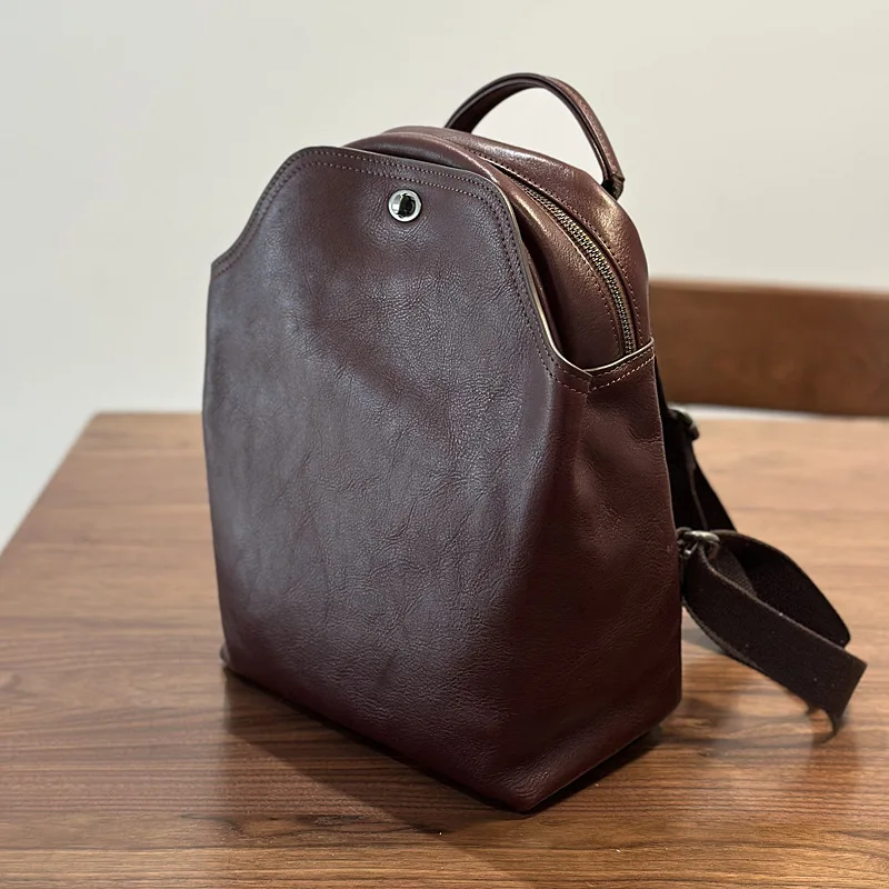 Backpacks Leather Simple Travel Backpack Commute Large Capacity Leather Fashionable Crossbody Bag Soft Leather Casual Bag