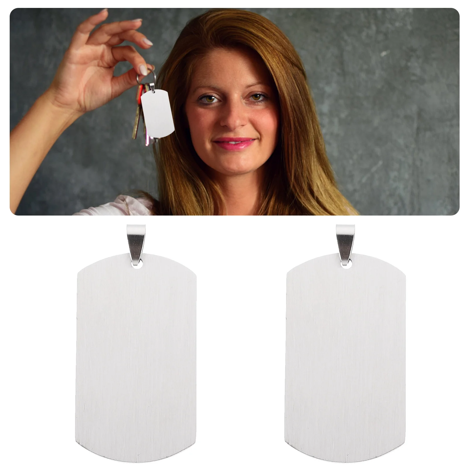 ป้ายแท็กสไตล์ทหาร 10 ชิ้น ทำจากไทเทเนียมสตีล สำหรับทำป้ายชื่อสัตว์เลี้ยง ป้ายห้อยคอสุนัข งาน DIY สลักชื่อ ทำเครื่องประดับ งานฝีมือ