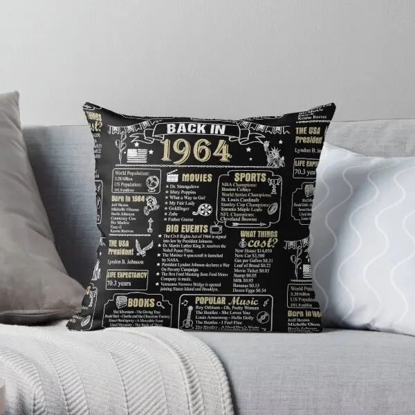 Birthday Anniversary 1964 History Back I  Printing Throw Pillow Cover Hotel Square Fashion Wedding Pillows not include One Side