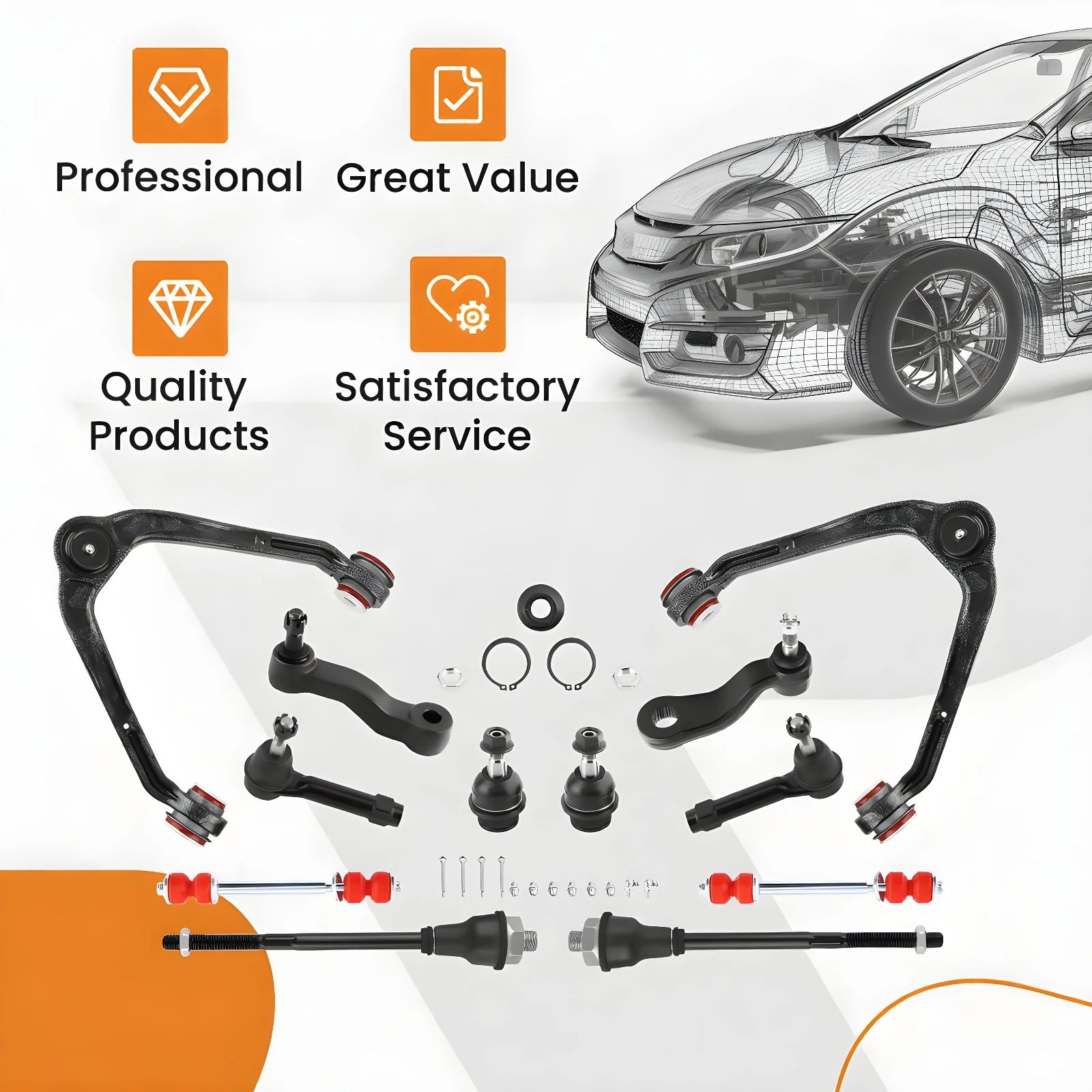 

Front Upper Control Arms Idler Arms Kit For 1999-03 Chevy Silverado 1500 4WD/AWD
