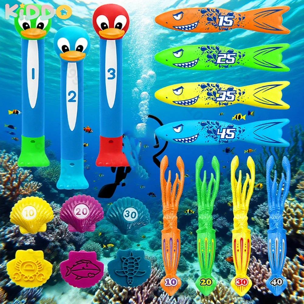 

Diving Toys Set Multicolor Underwater Pool Game Toys Diving Toys Cartoon Throwing Dive Water Toy Swimming Pool Accessories