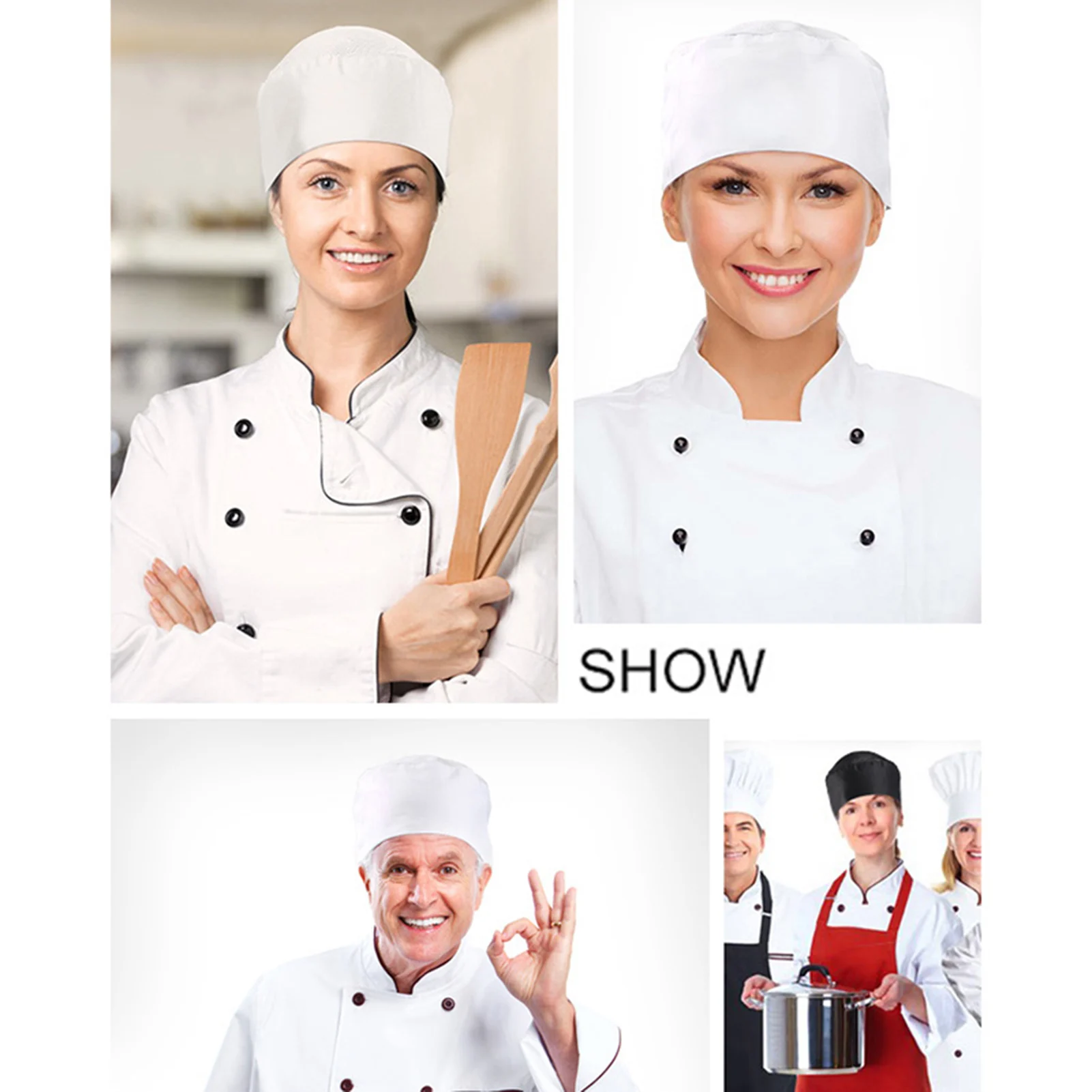 Adjustable Chef Hat Unisex Elastic Breathable Cooking Cap for Men Women Professional Work Hat with Comfortable Fit