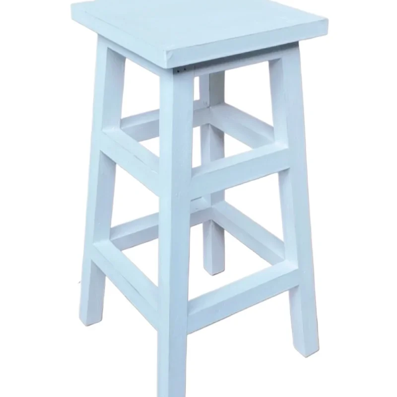 Outdoor garden solid wood round stool square high stool flower stand retro old low stool rack  style large and small