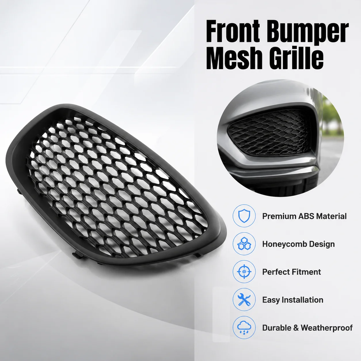 Grille avant anti-âge avec emblème, panneau de calandre pour Seat Leon MK2 1P 2006-2009, accessoire extérieur modifié, durable, ajustement direct, résistant aux UV