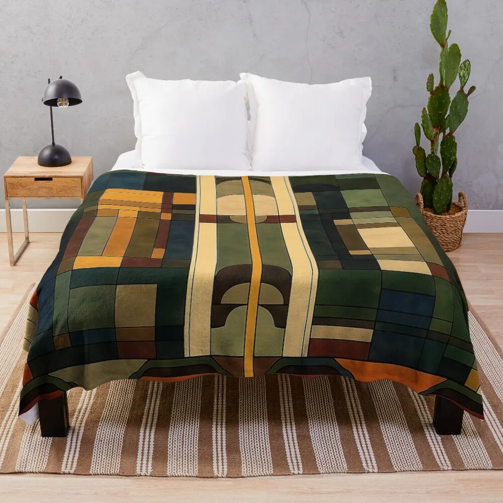 

Mid-century modern influenced painting Throw Blanket Faux Fur Soft Warm Blanket for Bed