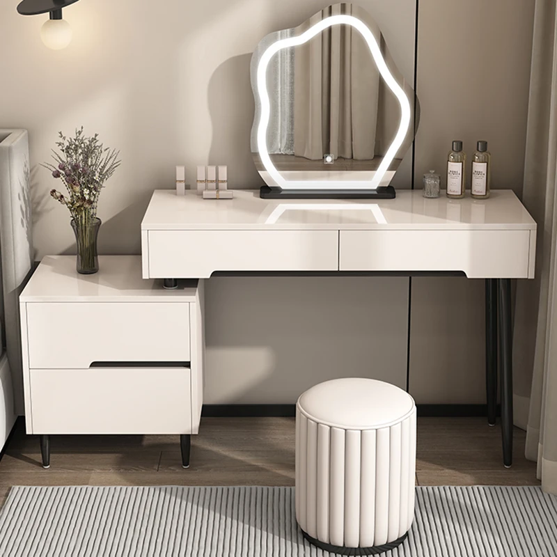 Modern White Vanity Tables Wood Small Storage Compact Salon Vanity Tables Bedroom Unique Nordic Schminktisch Home Furniture